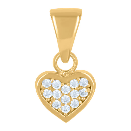 10k Yellow Gold Womens Cubic Zirconia Heart Charm Pendant