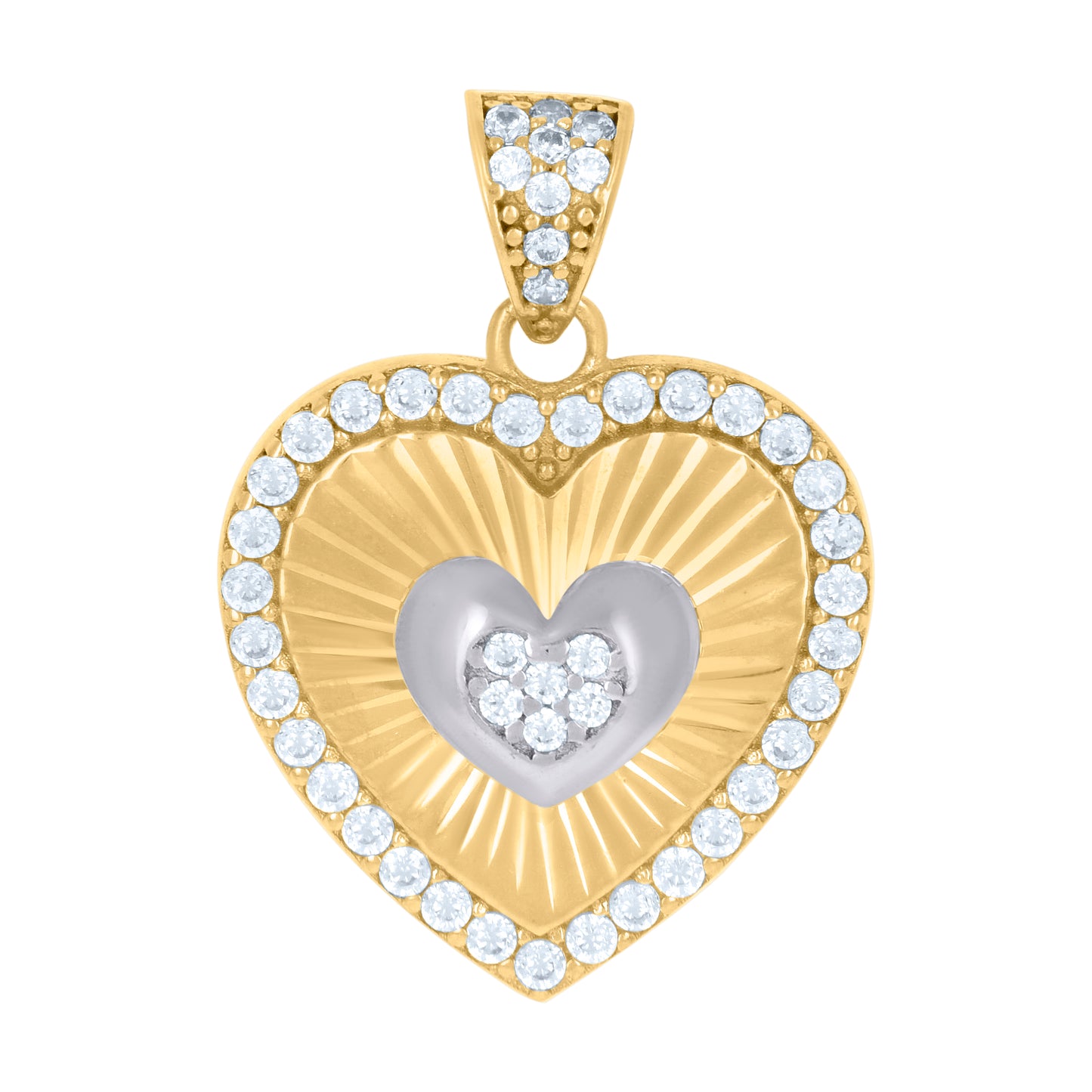 10k Two tone Gold Womens Cubic Zirconia Heart Charm Pendant