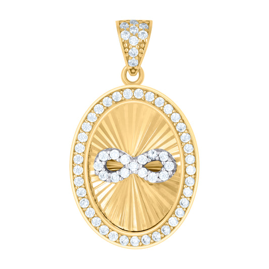 10k Two tone Gold Womens Cubic Zirconia Symbol Infinity Medallion Charm Pendant