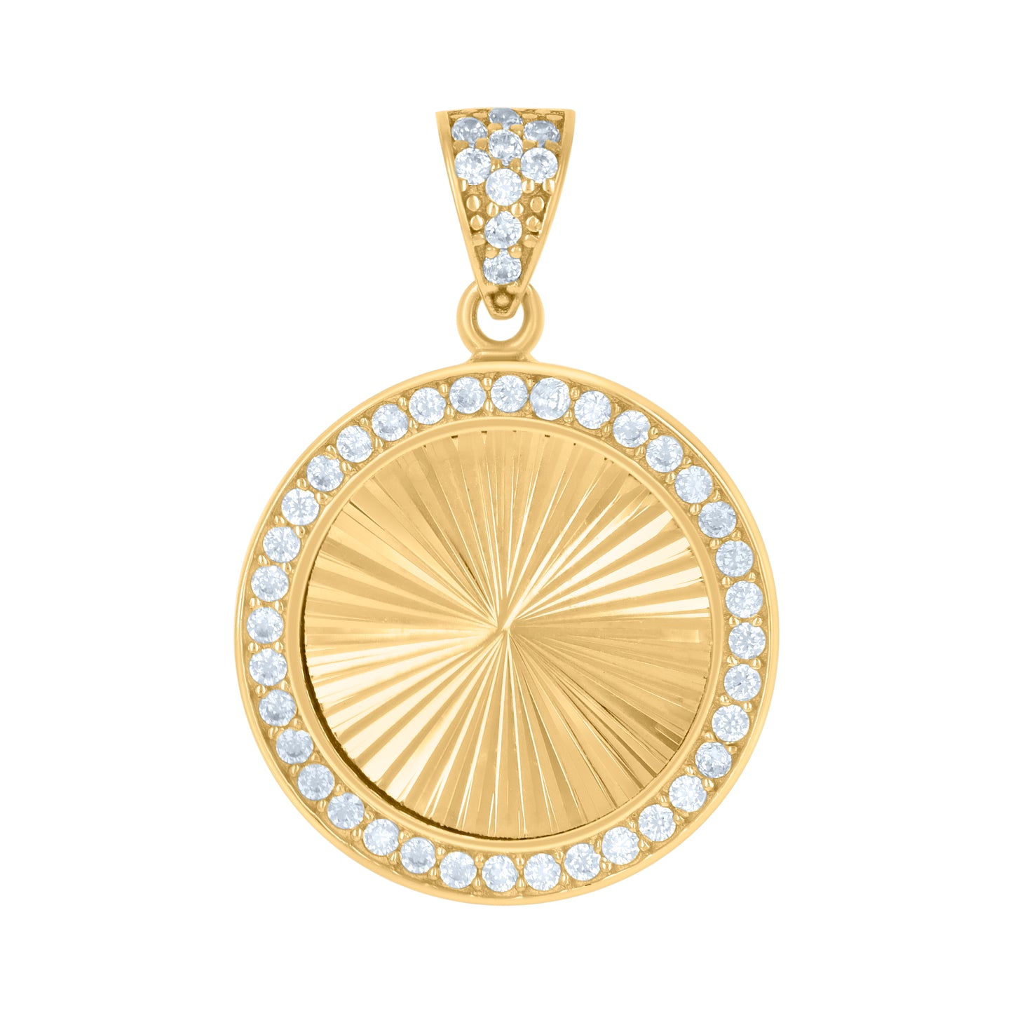 10k Yellow Gold Womens Cubic Zirconia Round Medallion Picture Frame Fashion Charm Pendant