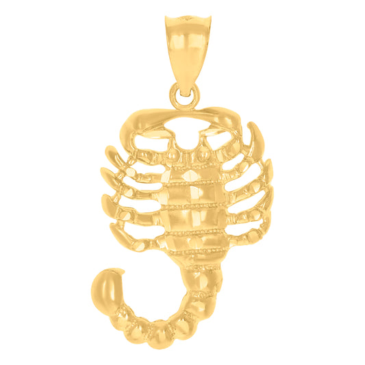 10k Yellow Gold Mens Scorpion Zodiac Sign/Wildlife Charm Pendant