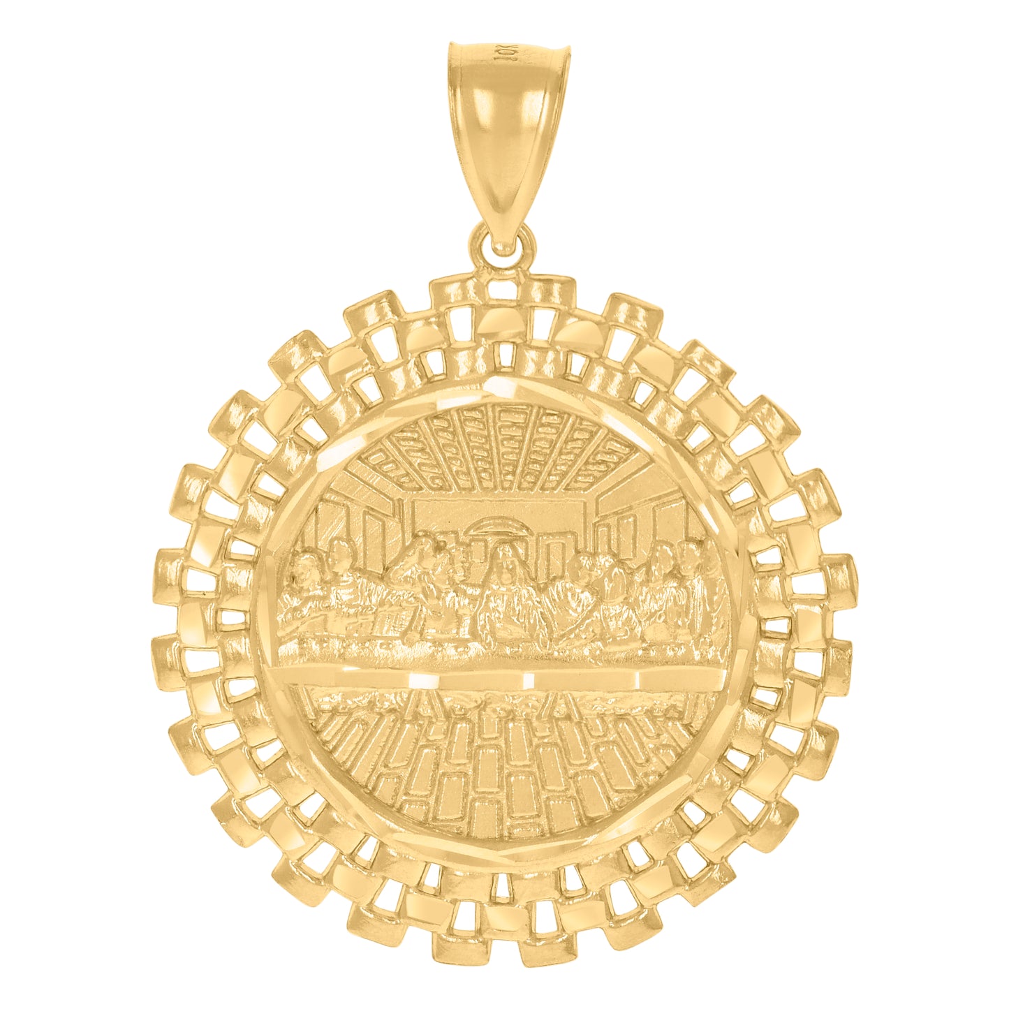 10k Yellow Gold Mens Last Supper Religious Charm Pendant