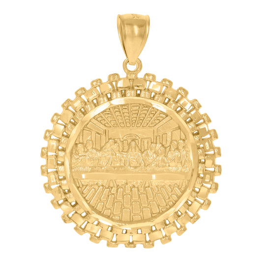 10k Yellow Gold Mens Last Supper Religious Charm Pendant