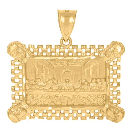 10k Yellow Gold Mens Last Supper Religious Charm Pendant