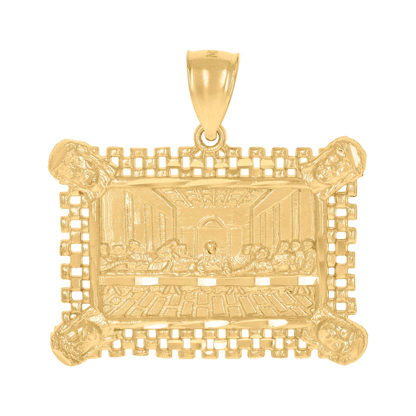 10k Yellow Gold Mens Last Supper Religious Charm Pendant