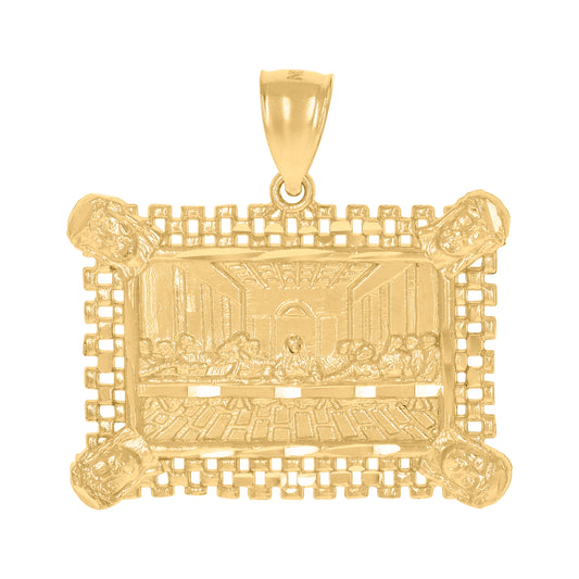10k Yellow Gold Mens Last Supper Religious Charm Pendant