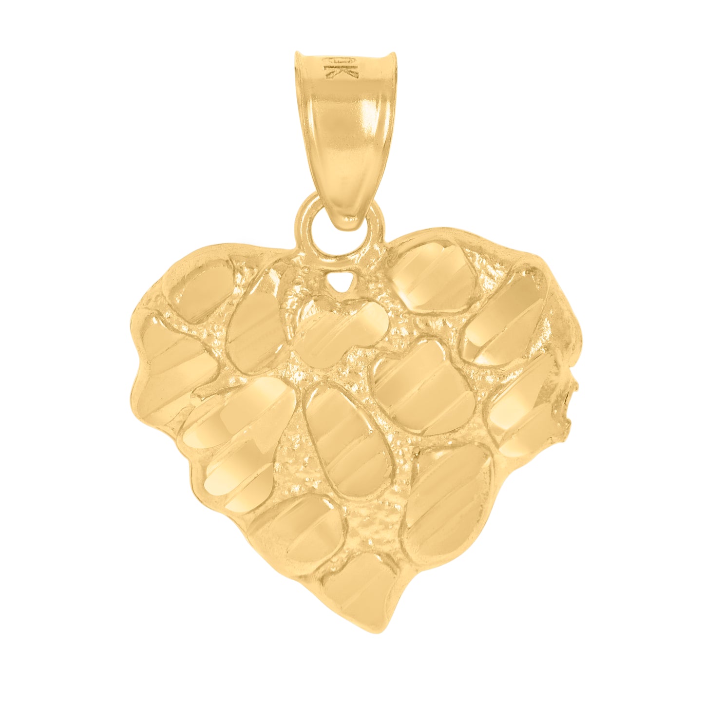 10k Yellow Gold Womens Nugget Heart Charm Pendant