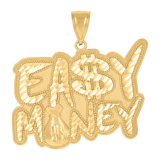 10k Yellow Gold Mens Money Bag Easy Money Fashion Charm Pendant