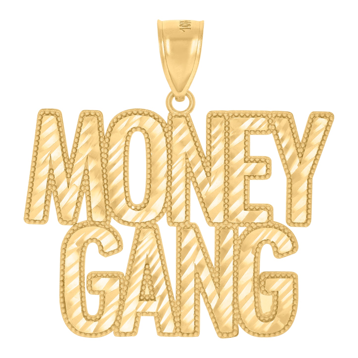 10k Yellow Gold Mens Money Gang Fashion Charm Pendant
