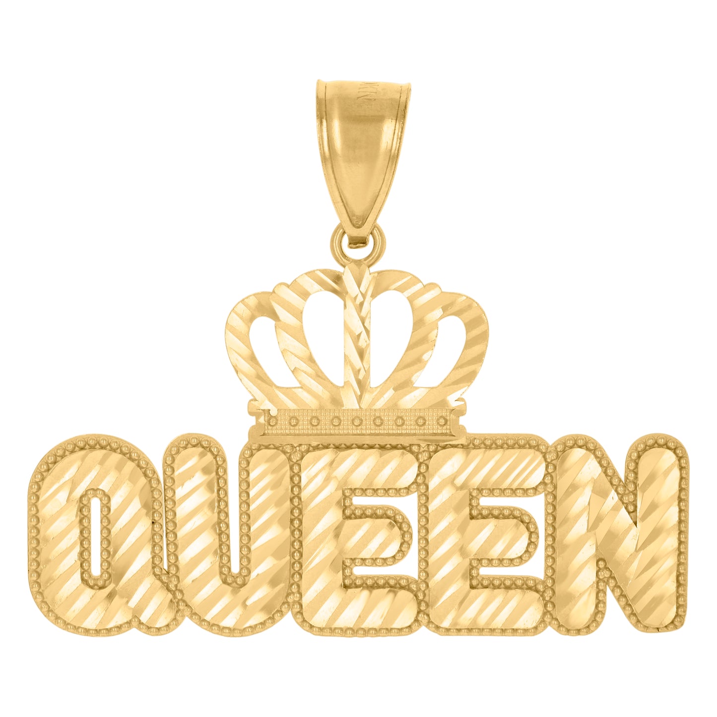 10k Yellow Gold Mens Crown Queen Fashion Charm Pendant