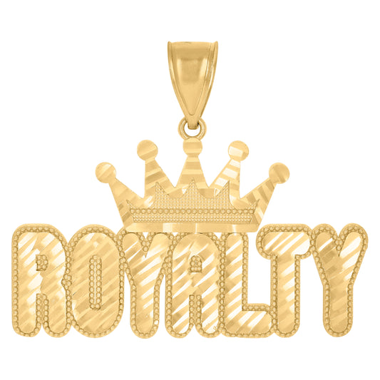 10k Yellow Gold Mens Crown Royalty Fashion Charm Pendant