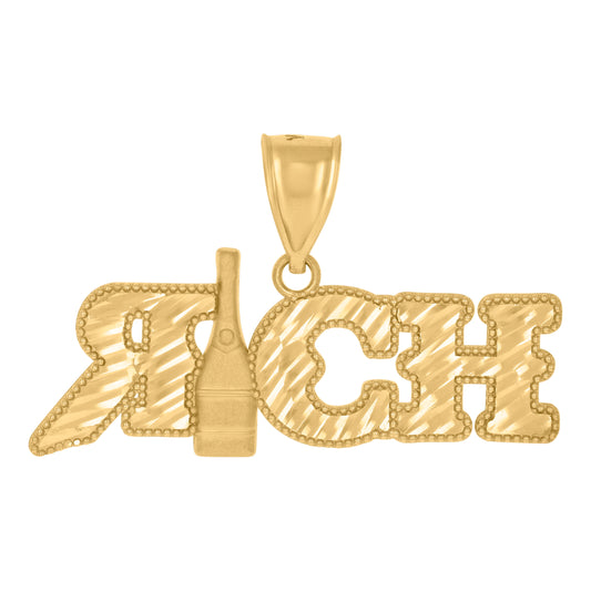 10k Yellow Gold Mens Wine Bottle Rich Fashion Charm Pendant