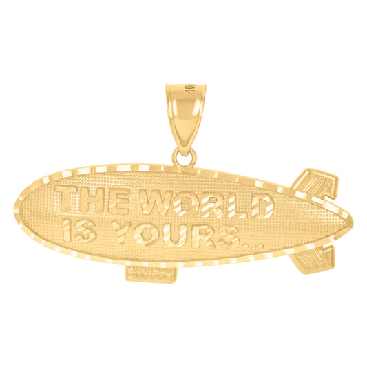 10k Yellow Gold Mens The World Is Yours Talking Fashion Charm Pendant