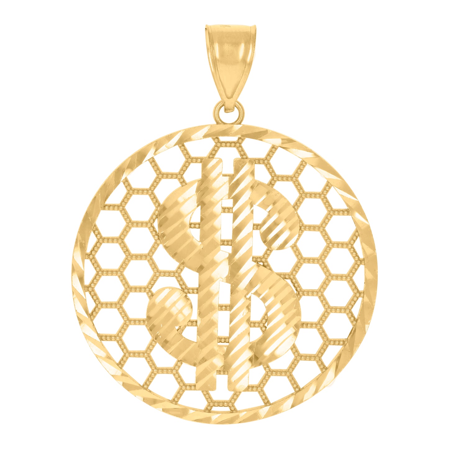 10k Yellow Gold Mens Dollar Sign Currency Charm Pendant