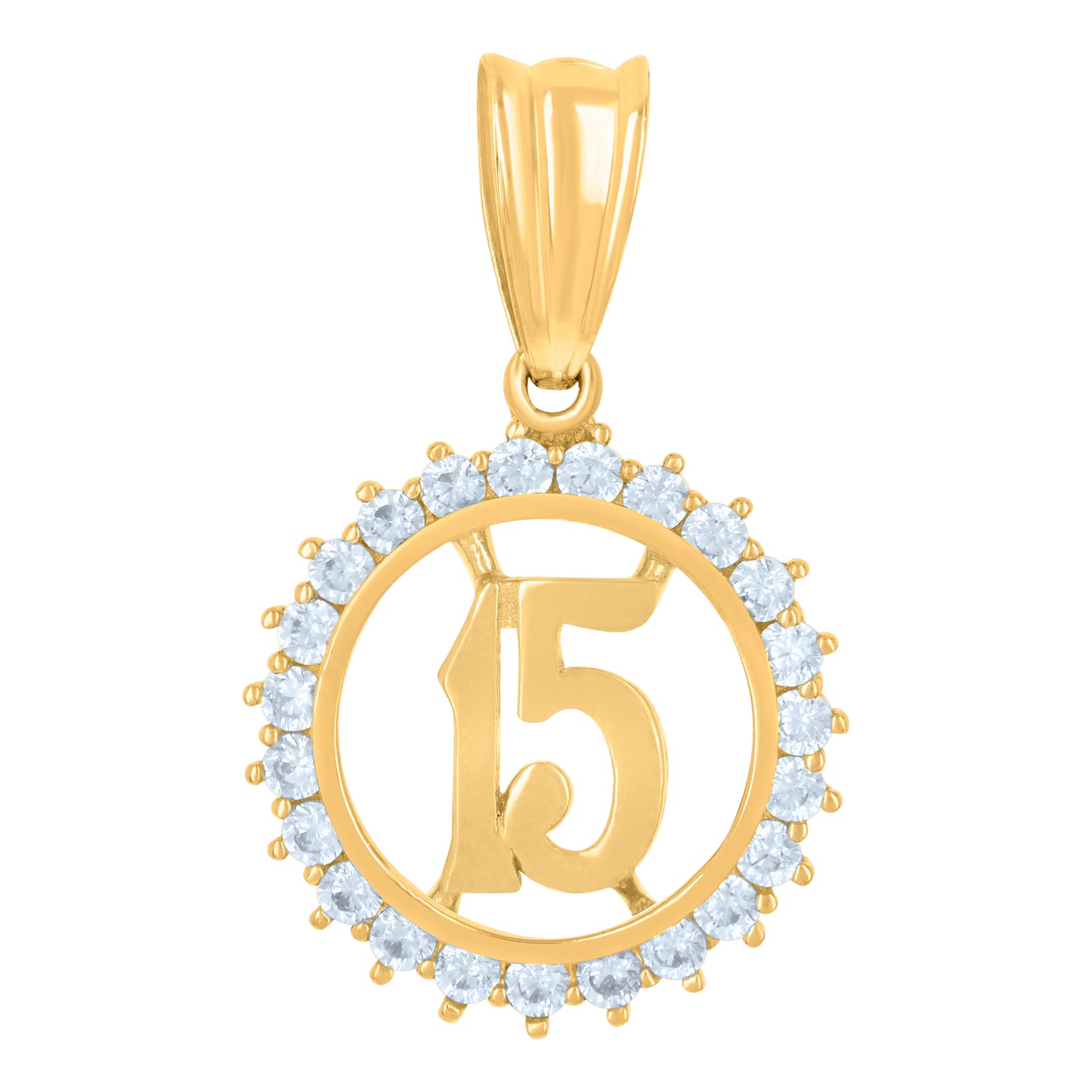 10k Yellow Gold Womens Cubic Zirconia Anos 15 Quinceanera Charm Pendant