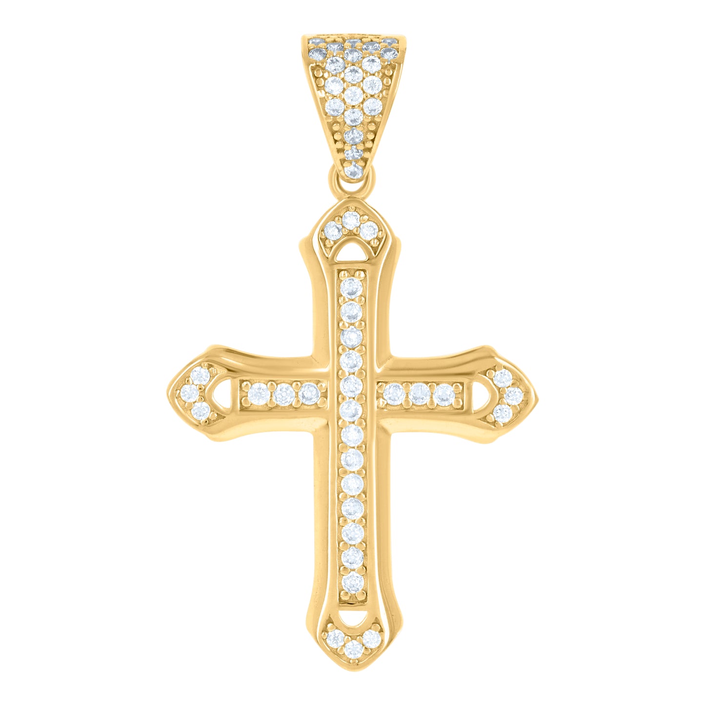 10k Yellow Gold Mens Cubic Zirconia Cross Religious Charm Pendant