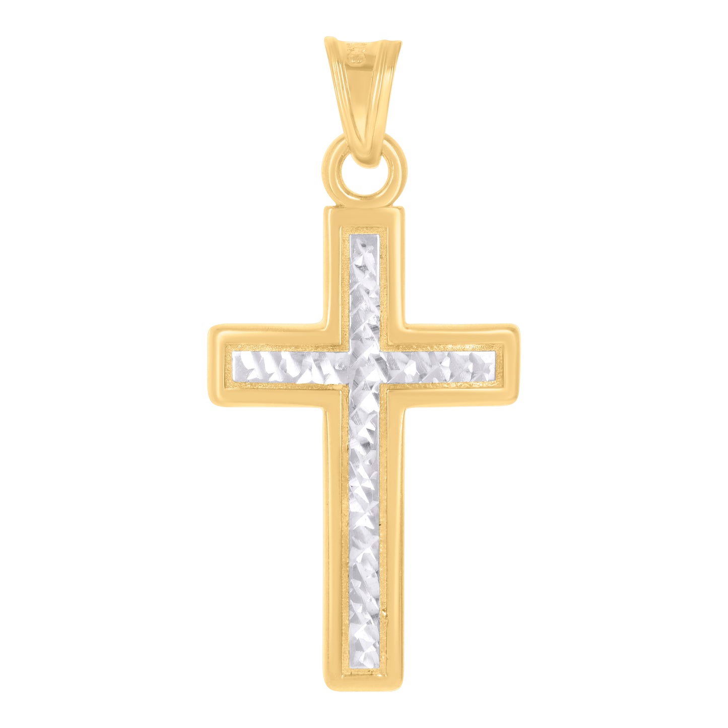 10kt Two-tone Gold Unisex Cross Religious Charm Pendant