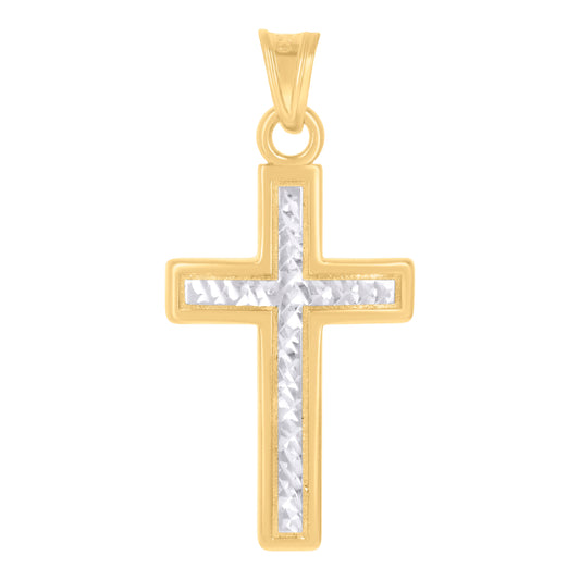 10kt Two-tone Gold Unisex Cross Religious Charm Pendant