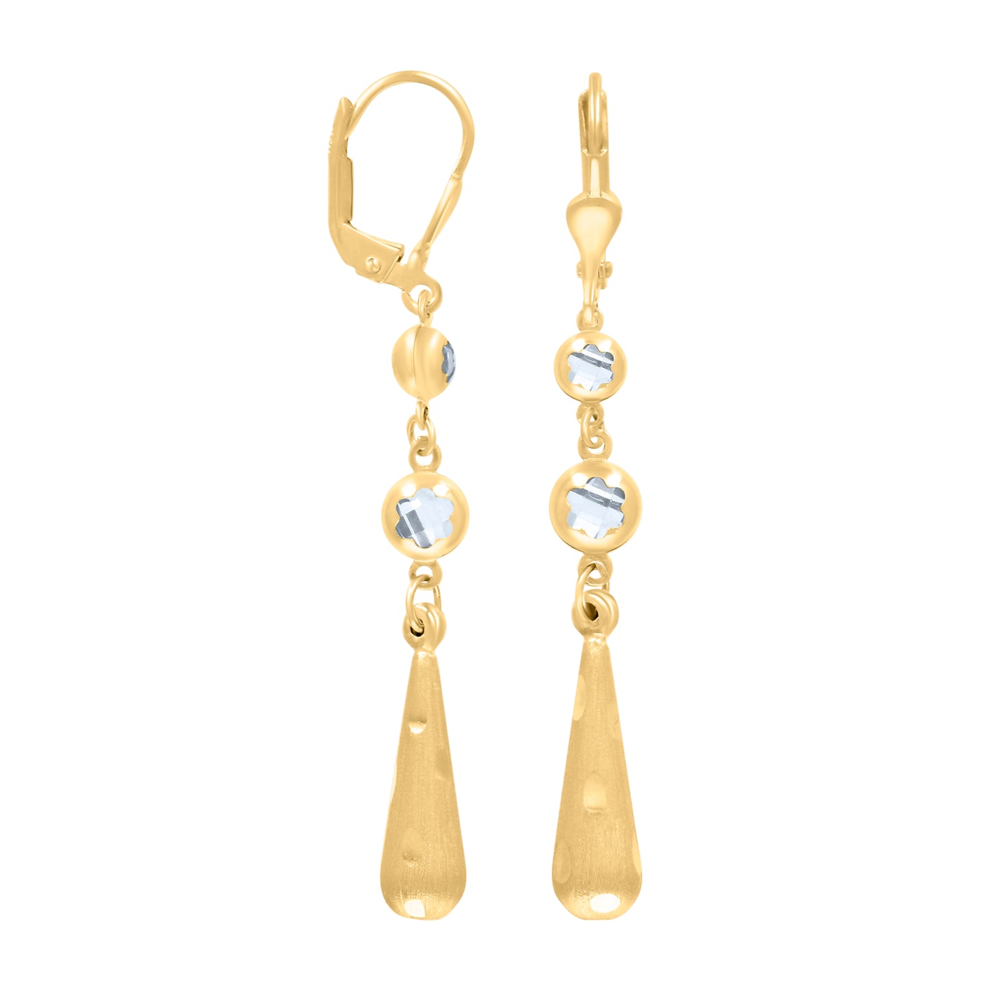 10k Yellow Gold Womens Cubic Zirconia Drop Dangle Leverback Earrings