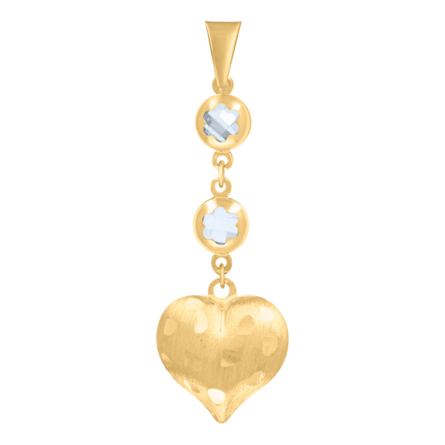 10k Yellow Gold Womens Cubic Zirconia Heart Dangling Charm Pendant