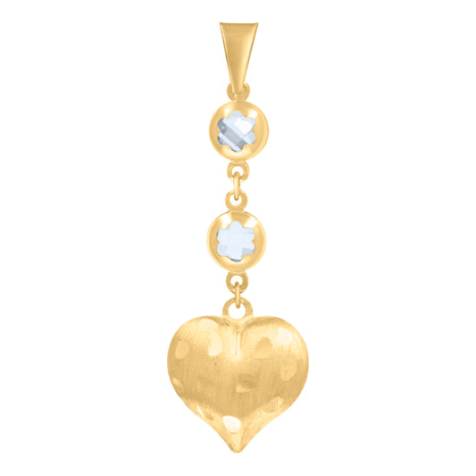 10k Yellow Gold Womens Cubic Zirconia Heart Dangling Charm Pendant