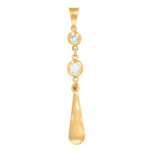 10k Yellow Gold Womens Cubic Zirconia Drop Fashion Dangling Charm Pendant