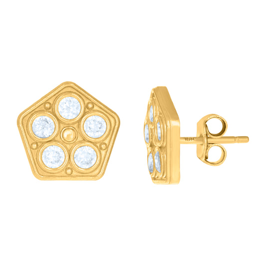 10k Yellow Gold Womens Cubic Zirconia Fashion Stud Earrings