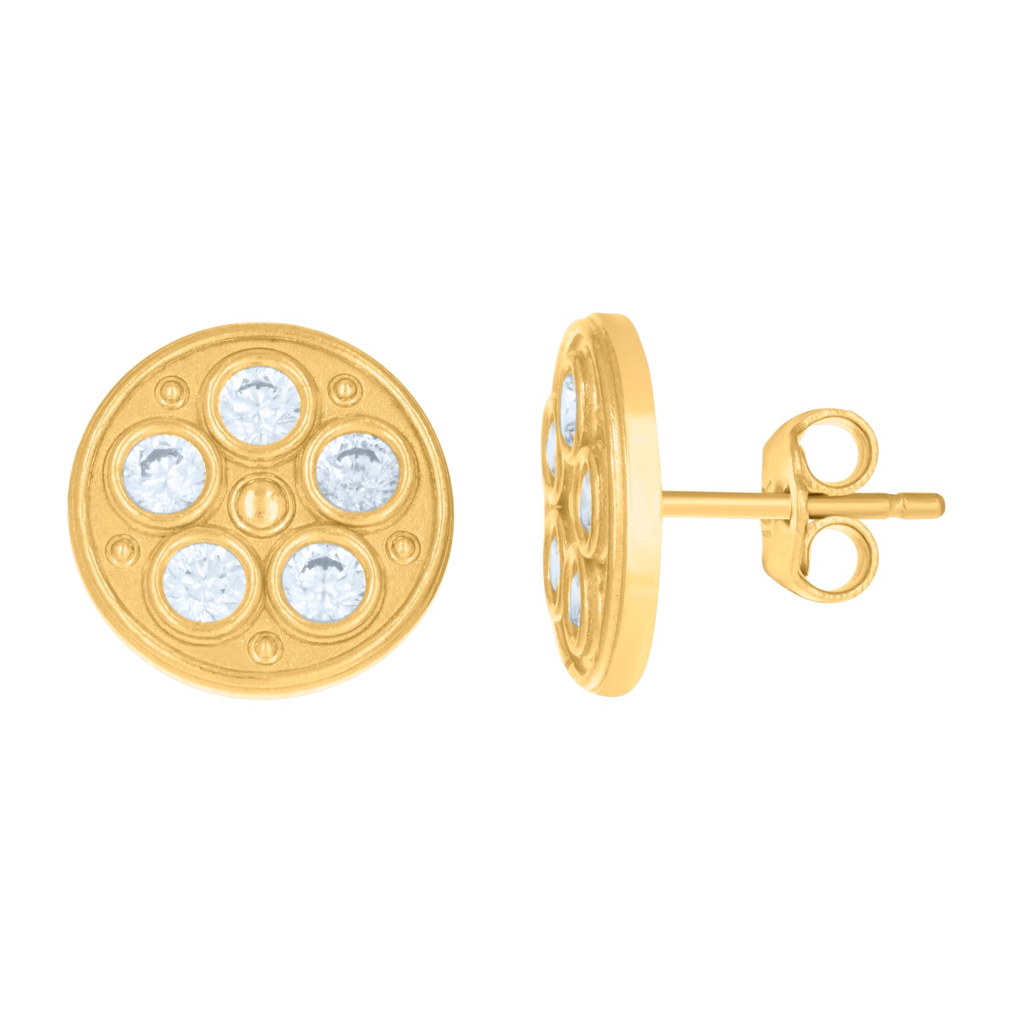10k Yellow Gold Womens Cubic Zirconia Fashion Stud Earrings