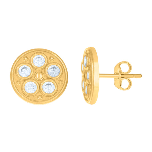 10k Yellow Gold Womens Cubic Zirconia Fashion Stud Earrings