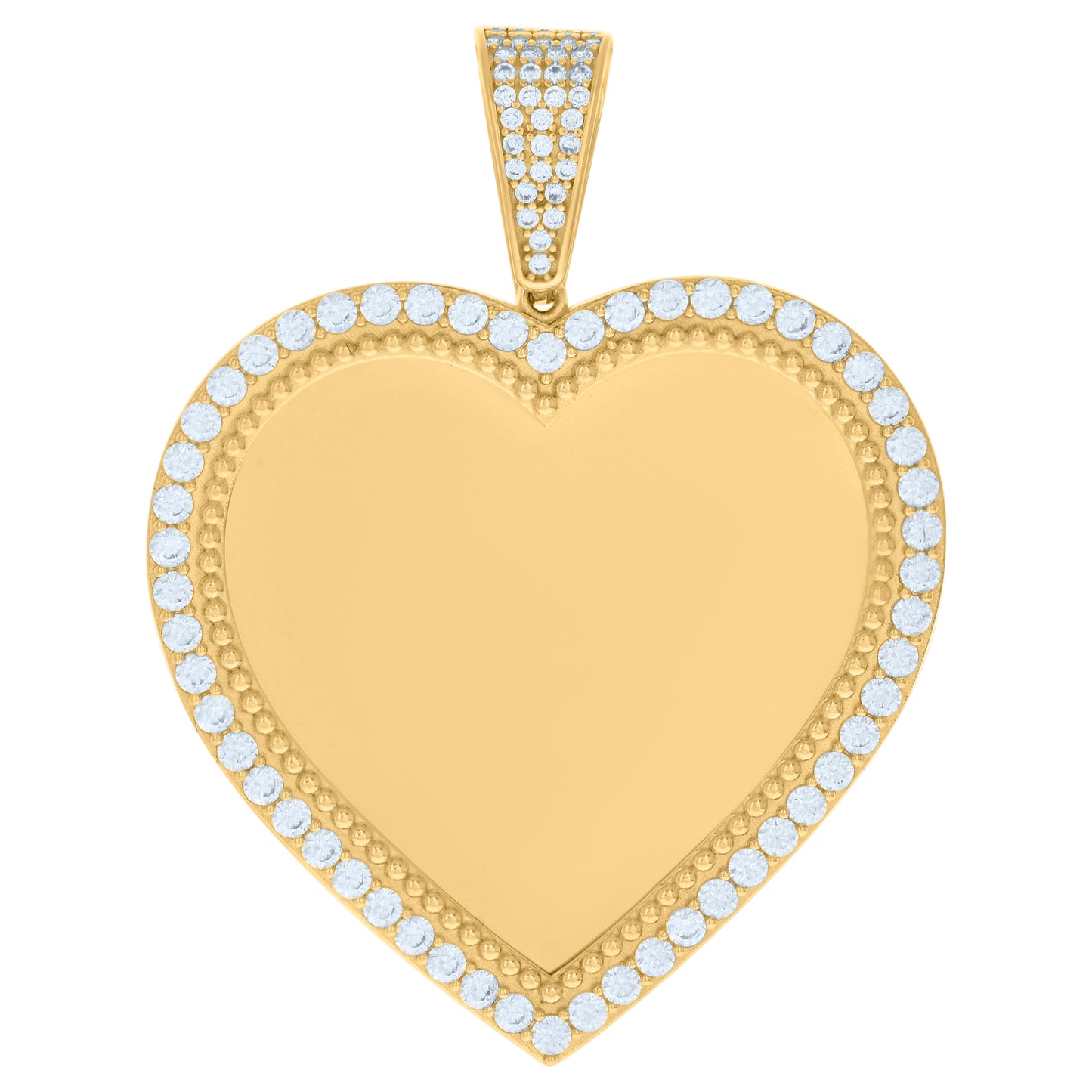 10k Yellow Gold Womens Cubic Zirconia Heart Photo Frame Charm Pendant