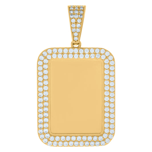 10k Yellow Gold Unisex Cubic Zirconia Photo Frame Charm Pendant