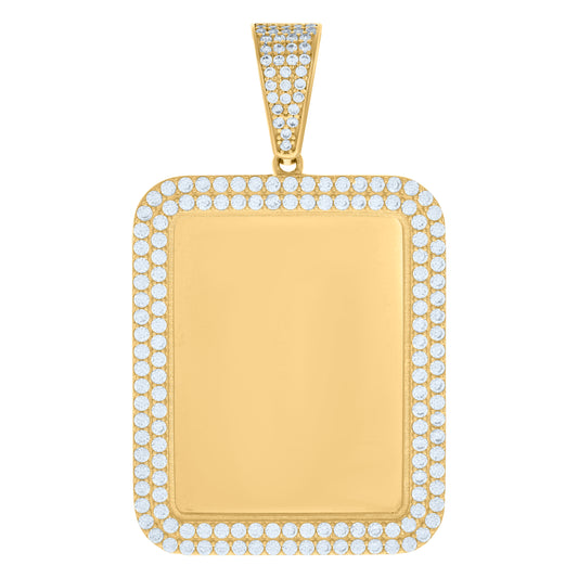 10k Yellow Gold Unisex Cubic Zirconia Photo Frame Charm Pendant