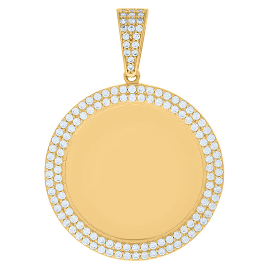 10k Yellow Gold Unisex Cubic Zirconia Photo Frame Charm Pendant