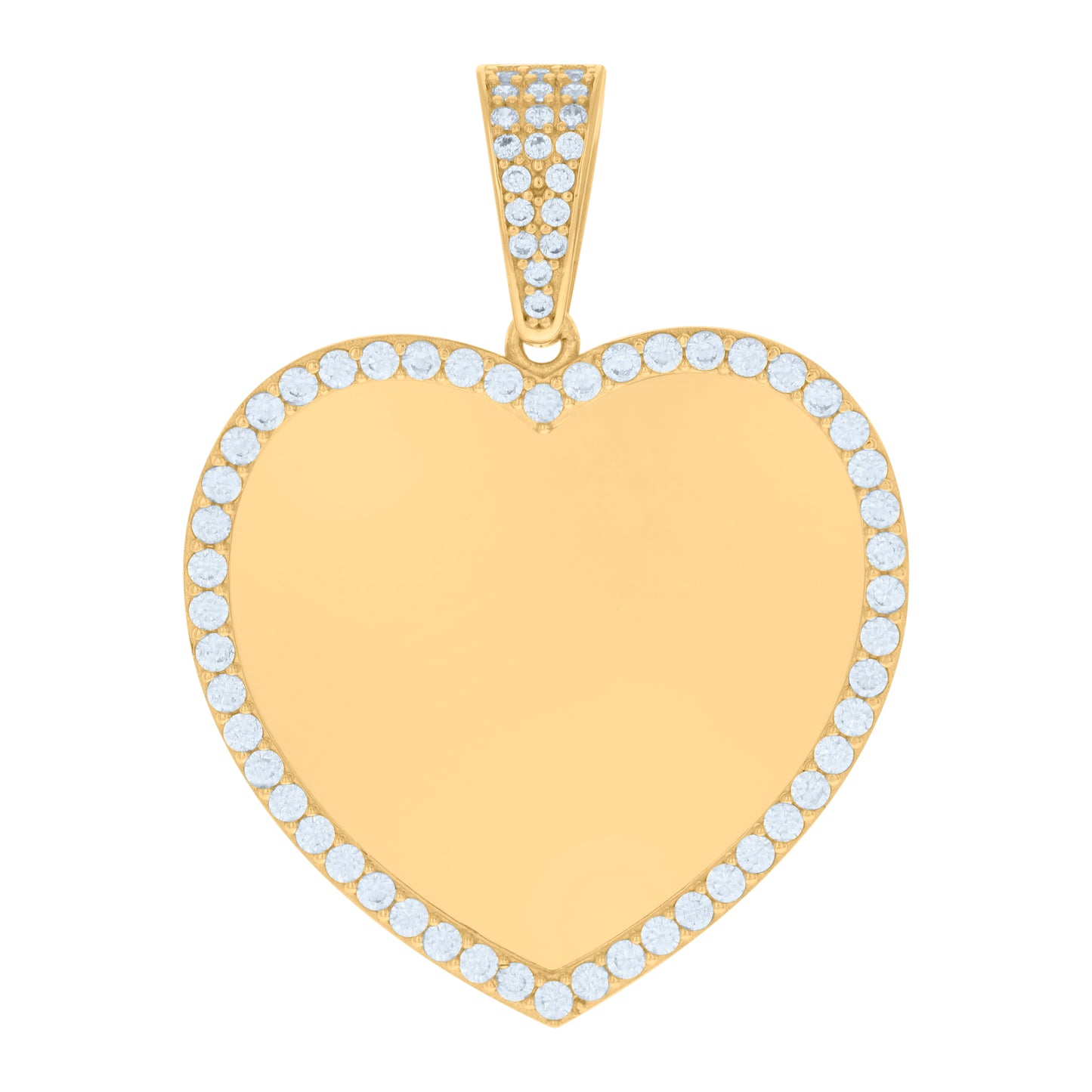 10k Yellow Gold Womens Cubic Zirconia Heart Photo Frame Charm Pendant