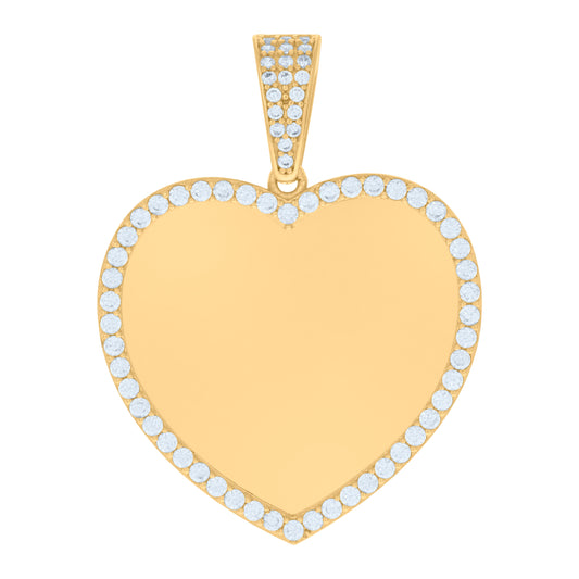 10k Yellow Gold Womens Cubic Zirconia Heart Photo Frame Charm Pendant
