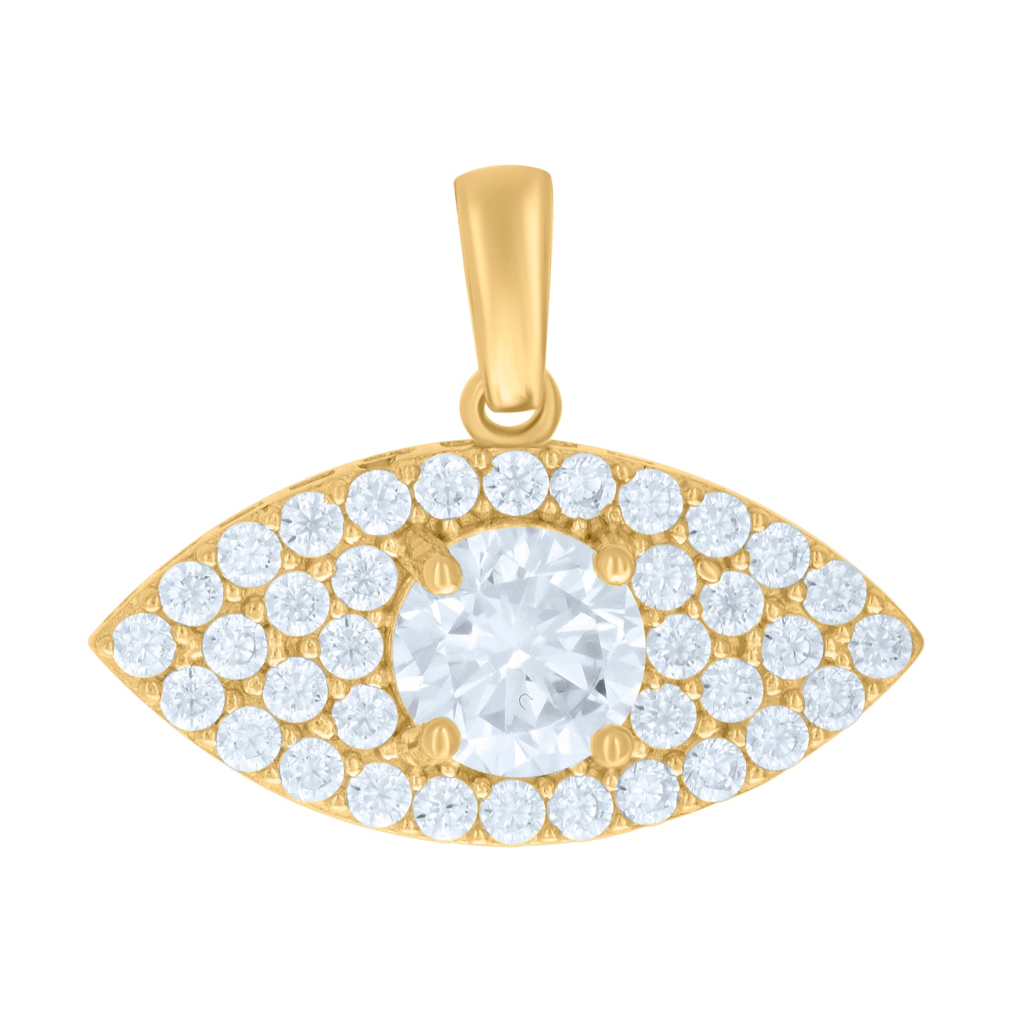 10k Yellow Gold Womens Cubic Zirconia Evil Eye Good Luck Charm Pendant