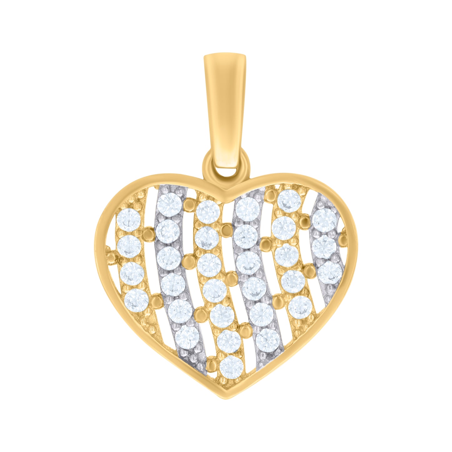 10k Two tone Gold Womens Cubic Zirconia Heart Charm Pendant