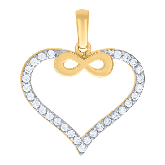 10k Two tone Gold Womens Cubic Zirconia Infinity Heart Charm Pendant