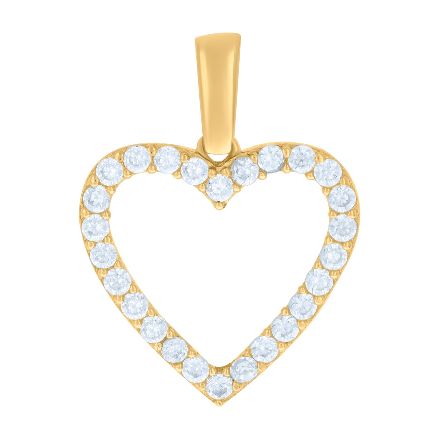 10k Yellow Gold Womens Cubic Zirconia Heart Charm Pendant