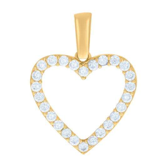 10k Yellow Gold Womens Cubic Zirconia Heart Charm Pendant