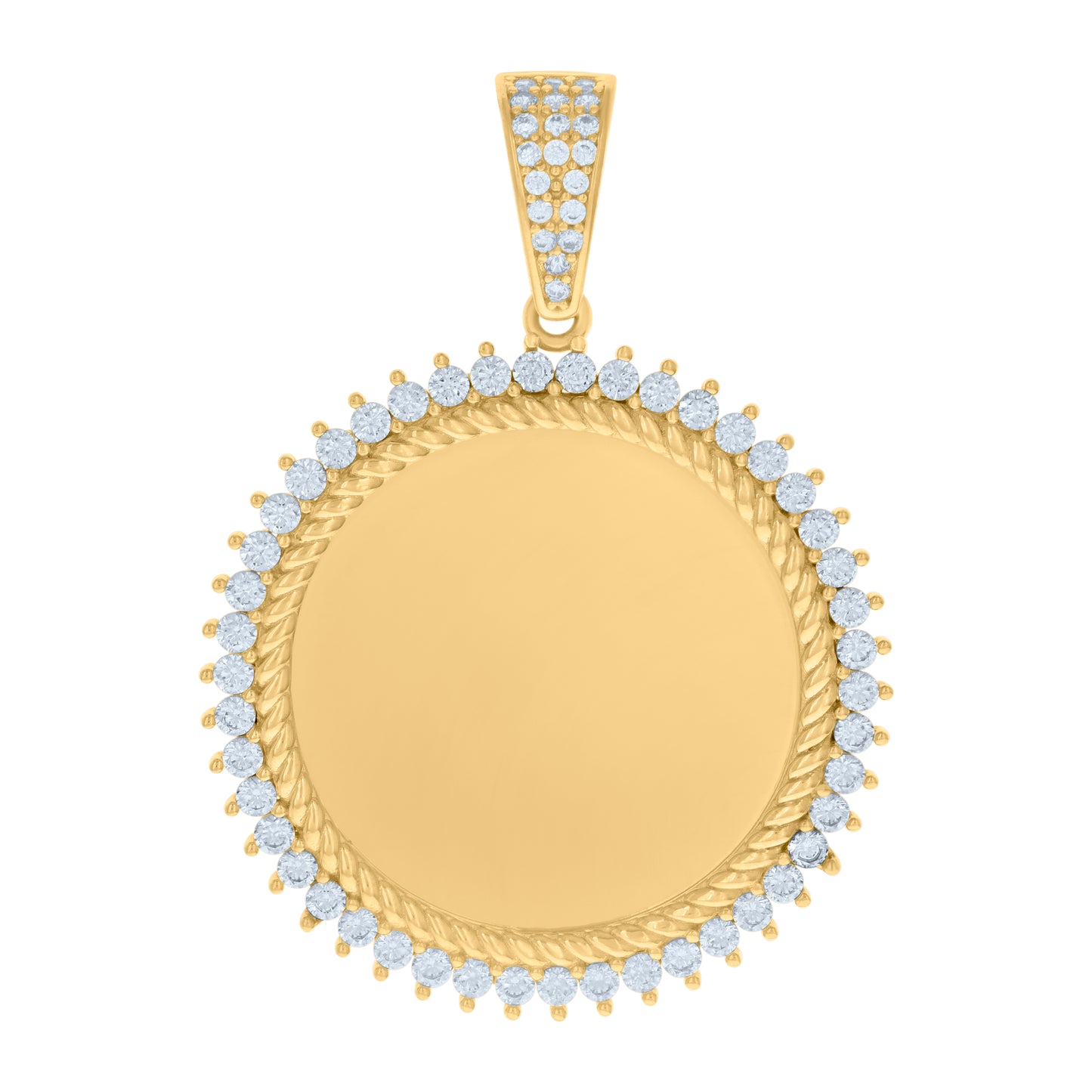 10k Yellow Gold Mens Cubic Zirconia Photo Frame Charm Pendant