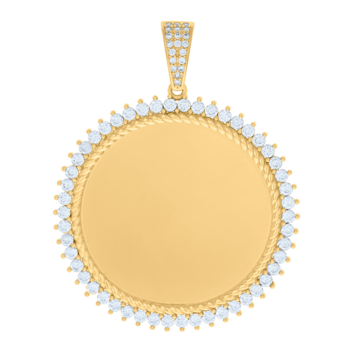 10k Yellow Gold Mens Cubic Zirconia Photo Frame Charm Pendant