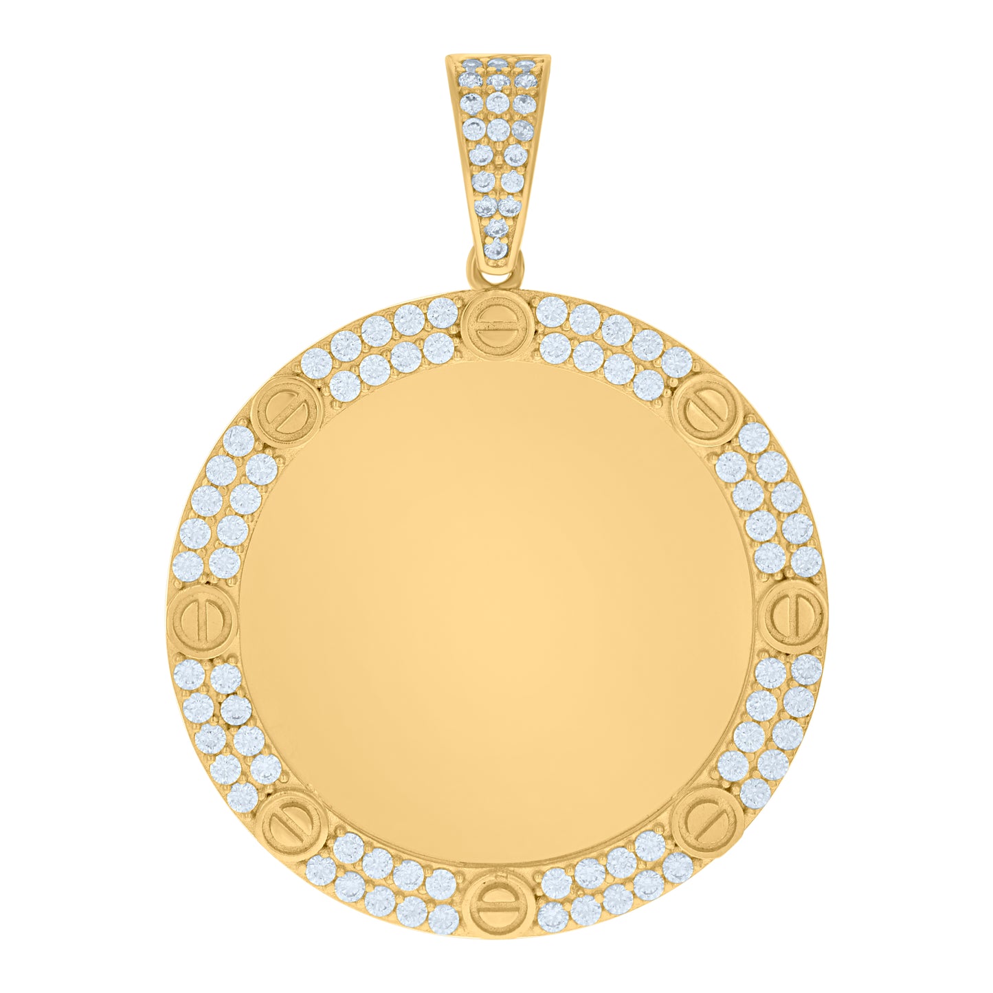 10k Yellow Gold Mens Cubic Zirconia Photo Frame Charm Pendant