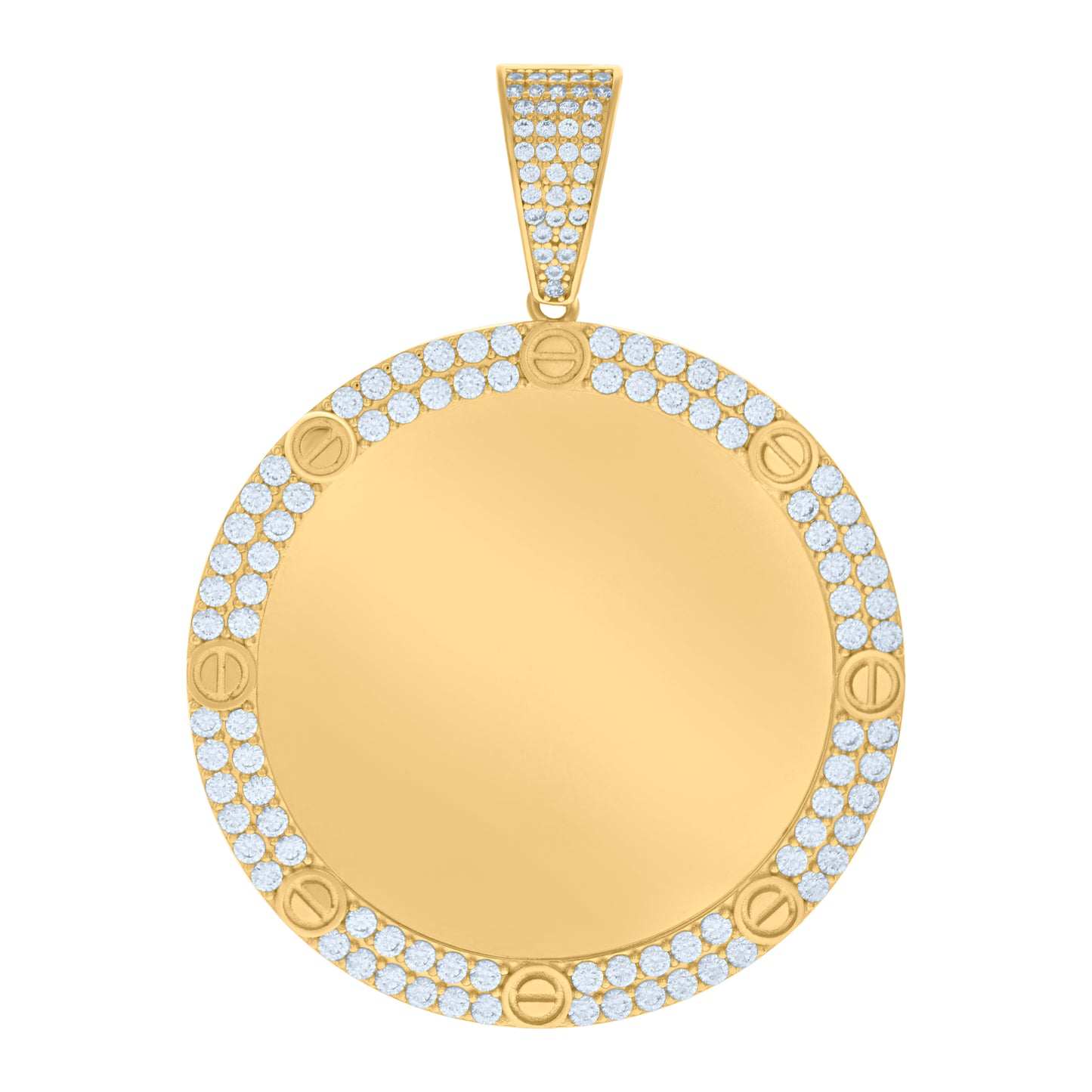 10k Yellow Gold Mens Cubic Zirconia Photo Frame Charm Pendant