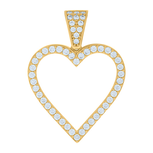 10k Yellow Gold Womens Cubic Zirconia Heart Charm Pendant