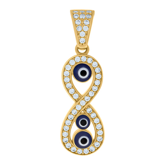 10k Yellow Gold Womens Cubic Zirconia Enamel Infinity Evil Eye Good Luck Charm Pendant