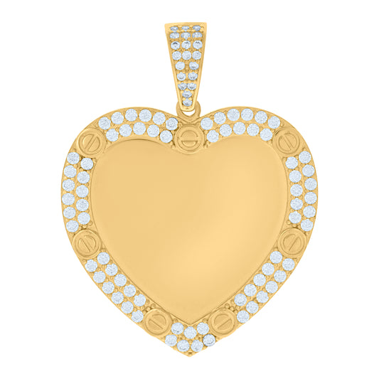 10k Yellow Gold Womens Cubic Zirconia Heart Charm Pendant