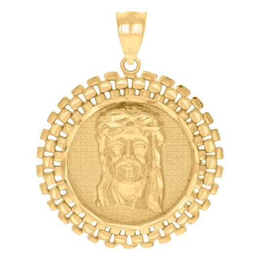10k Yellow Gold Mens Jesus Religious Charm Pendant
