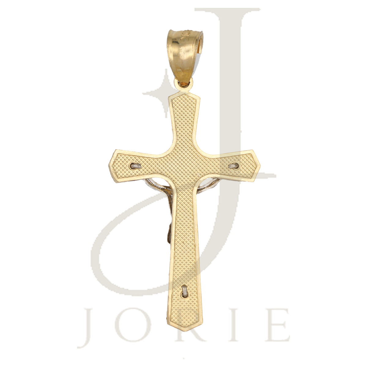 10k Two-tone Gold Men Crucifix Cross Religious Charm Pendant
