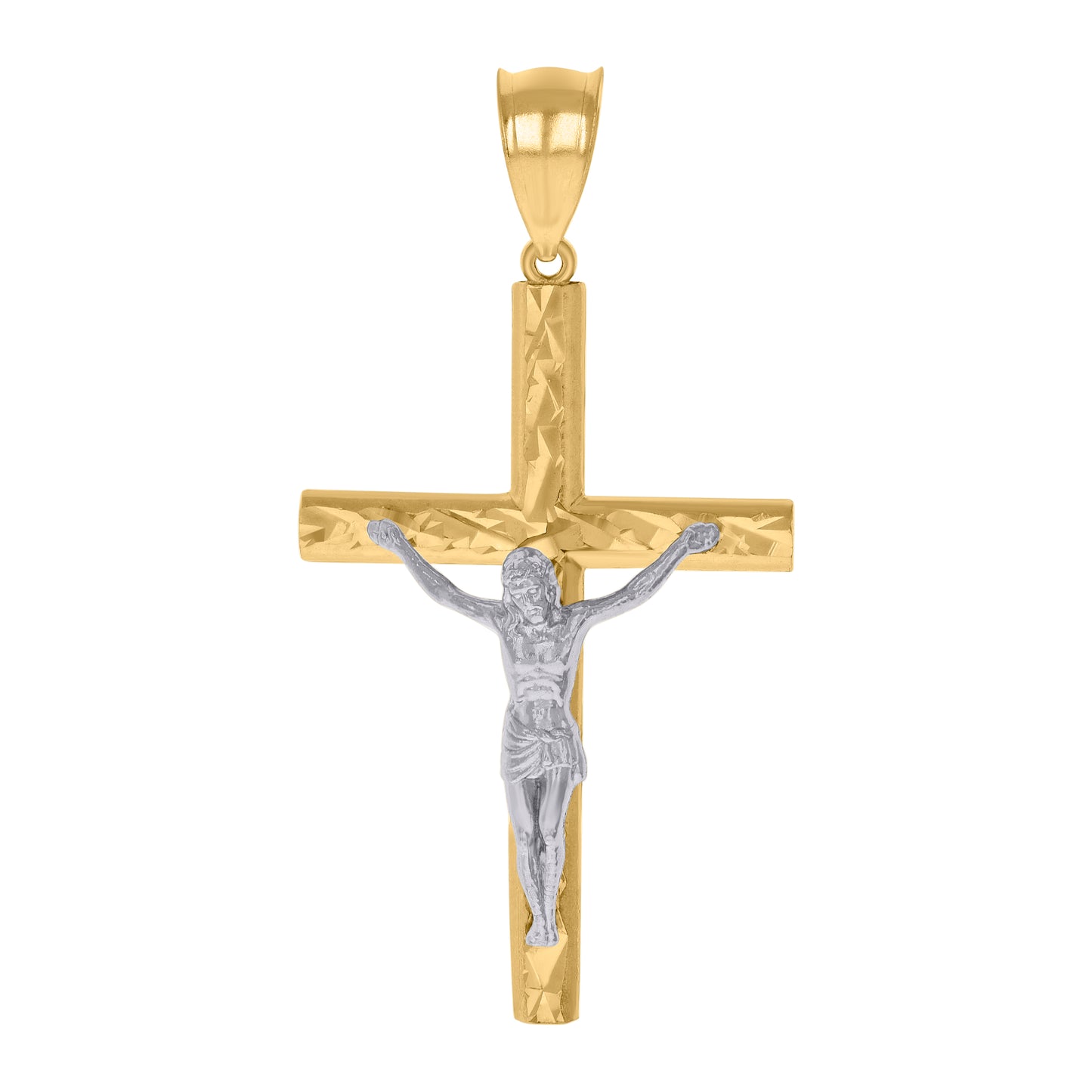 10kt Two-tone Gold Mens Crucifix Cross Religious Charm Pendant